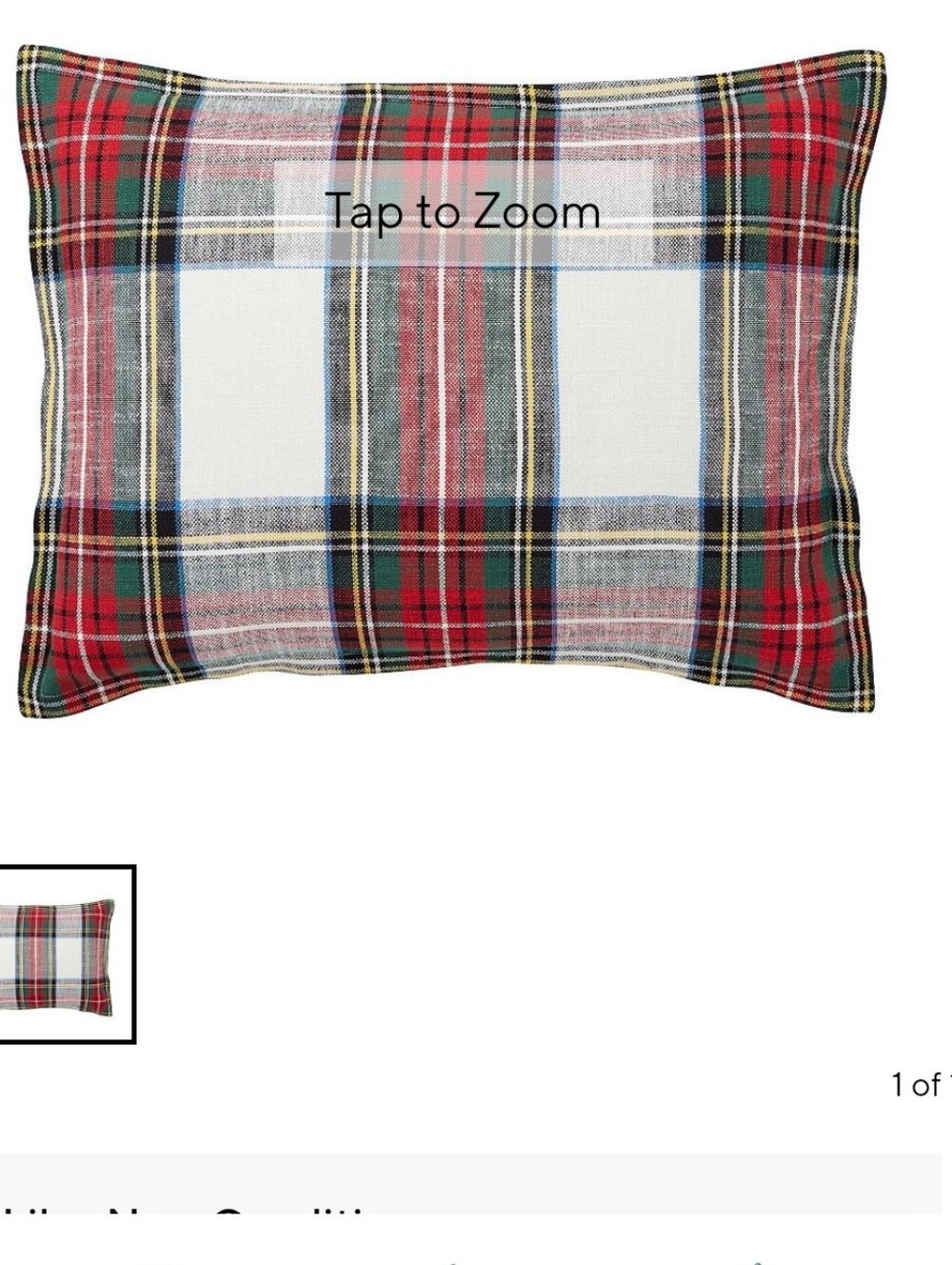 Pottery Barn Stewart Plaid Cotton Sham  26"w × 20" H